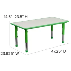 Flash Furniture 23.625"W X 47.25"L Rectangular Plastic Height Adjustable Activity Table Set With 4 Chairs -Kids Home Store GUEST 7f03cee7 01ce 4635 869e 76391fc11395