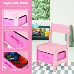 Costway 3 In 1 Wood Activity Table Chair Set W/Storage Box Pink 17 Costway 3 In 1 Wood Activity Table Chair Set W/Storage Box Pink -Kids Home Store GUEST 8256f2f5 2193 4612 95d0 260826f440d5