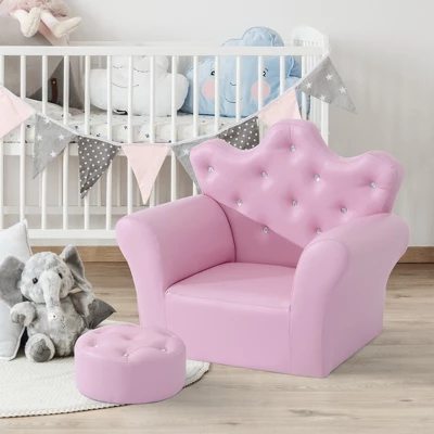 Qaba Kids Sofa Set, Children's Upholstered Sofa With Footstool, Princess Sofa With Diamond Decoration, Baby Sofa Chair For Toddlers, Girls, Pink 1 Qaba Kids Sofa Set, Children's Upholstered Sofa With Footstool, Princess Sofa With Diamond Decoration, Baby Sofa Chair For Toddlers, Girls, Pink
