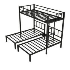 Twin Over Twin Metal Triple Bunk Bed With Ladder, Black-ModernLuxe 20 Twin Over Twin Metal Triple Bunk Bed With Ladder, Black-ModernLuxe -Kids Home Store GUEST 83e83204 0d6c 402f b74d 8ad89a7c6462