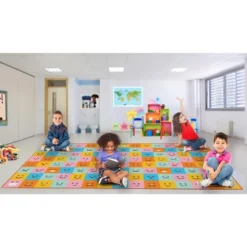 Deerlux 6 Ft. Social Distancing Colorful Kids Classroom Seating Area Rug, Emoji Mask Design -Kids Home Store GUEST 87a65959 5fcb 4bfe aaa7 3bef7c3da99f