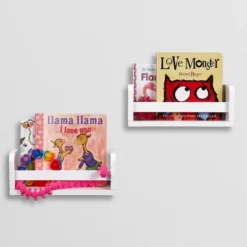 2pk Kids' 10" Floating Wall Mount Bookshelf Set White - RiverRidge Home -Kids Home Store GUEST 8b353deb c435 49e3 945b 53a50b64a006