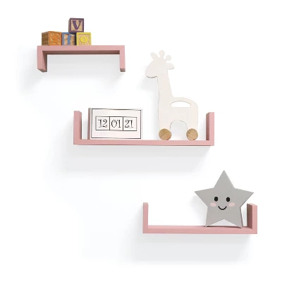 Set Of 3 Picture Ledge Shelf For Kids' Room Pink - InPlace 5 Set Of 3 Picture Ledge Shelf For Kids' Room Pink - InPlace - Image 5