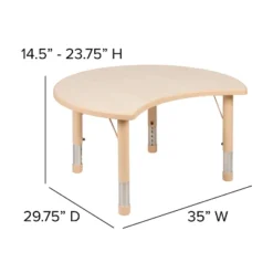 Flash Furniture 25.125"W X 35.5"L Crescent Natural Plastic Height Adjustable Activity Table -Kids Home Store GUEST 908ddeeb 98e1 4d97 a4a3 0241e1b63ec4