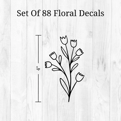 Black Flowers Wall Decor - Decalcomania 1 Black Flowers Wall Decor - Decalcomania