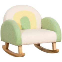 Qaba Kids Sofa, Rocking Toddler Sofa Chair With Solid Wooden Frame, Faux Lamb Fleece Fabric For Nursery, Kindergarten, Playroom, Bedroom -Kids Home Store GUEST 9451a2a8 7354 4941 8c6e 2da5f2ae9dd4