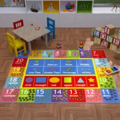 KC CUBS Boy & Girl Kids Math Symbols, Numbers & Shapes Educational Learning & Fun Game Play Area Nursery Bedroom Classroom Rug Carpet