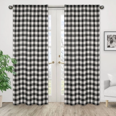 2pk Buffalo Check Window Panel Black And White - Sweet Jojo Designs 1 2pk Buffalo Check Window Panel Black And White - Sweet Jojo Designs