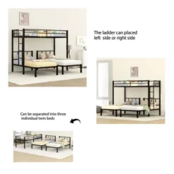 Twin Over Twin Metal Triple Bunk Bed With Ladder, Black-ModernLuxe 17 Twin Over Twin Metal Triple Bunk Bed With Ladder, Black-ModernLuxe -Kids Home Store GUEST 96713ecb c2a1 4c99 b122 e5e24f619706