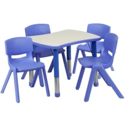 Flash Furniture 21.875"W X 26.625"L Rectangular Plastic Height Adjustable Activity Table Set With 4 Chairs 15 Flash Furniture 21.875"W X 26.625"L Rectangular Plastic Height Adjustable Activity Table Set With 4 Chairs -Kids Home Store GUEST 977d3e92 e808 44ad 97a5 2c9e3cab0255