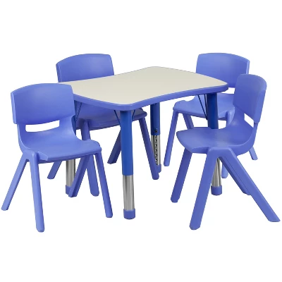 Flash Furniture 21.875"W X 26.625"L Rectangular Plastic Height Adjustable Activity Table Set With 4 Chairs 7 Flash Furniture 21.875"W X 26.625"L Rectangular Plastic Height Adjustable Activity Table Set With 4 Chairs - Image 7