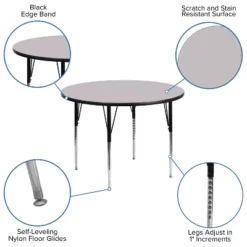 Emma And Oliver 48" Round Laminate Adjustable Activity Table -Kids Home Store GUEST 99d03a77 10e7 488a 8e59 e0f0d8cc77f6