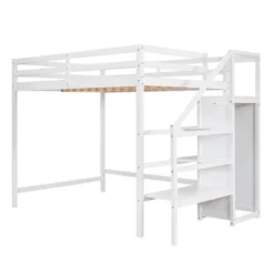 Full Size Loft Bed With Built-in Storage Wardrobe And Stairs-ModernLuxe -Kids Home Store GUEST 9dd72aae 4212 4d00 b5af c5eb201135b3