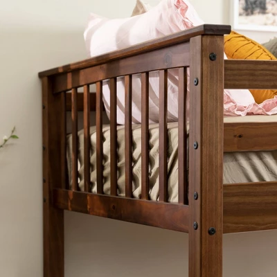 Twin Over Twin Transitional Cottage Solid Pine Bunk Bed Walnut - Saracina Home 4 Twin Over Twin Transitional Cottage Solid Pine Bunk Bed Walnut - Saracina Home - Image 4