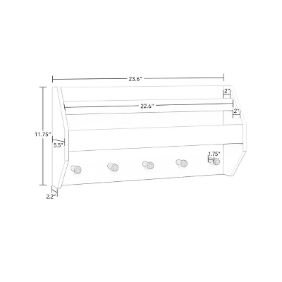 Kids' Catch-All Wall Shelf With Bookrack And Hooks White - RiverRidge Home 3 Kids' Catch-All Wall Shelf With Bookrack And Hooks White - RiverRidge Home - Image 3