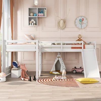 L-Shaped Twin Size Loft Bed With Ladder And Slide - ModernLuxe 2 L-Shaped Twin Size Loft Bed With Ladder And Slide - ModernLuxe - Image 2