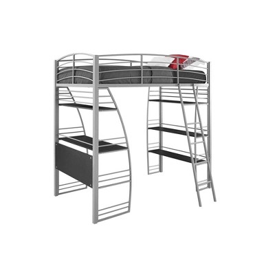 Andy Metal Loft Bed With Integrated Desk And Shelves - Room & Joy 7 Andy Metal Loft Bed With Integrated Desk And Shelves - Room & Joy - Image 7