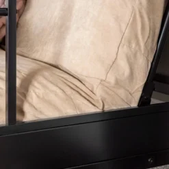 Twin Over Futon Analise Metal Bunk Bed Black - Saracina Home -Kids Home Store GUEST aa2d1e2d b75c 4bdb 9c73 1846806f43c6