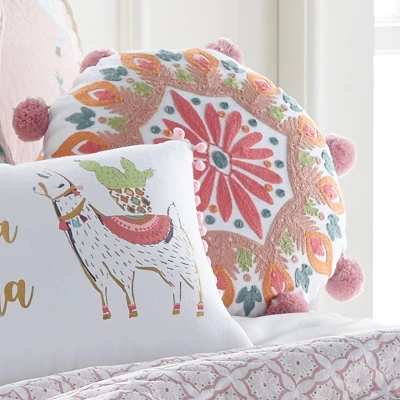 Alpaca Round Crewel Pillow - Homthreads 1 Alpaca Round Crewel Pillow - Homthreads