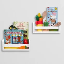 2pk Kids' 10" Floating Wall Mount Bookshelf Set White - RiverRidge Home -Kids Home Store GUEST adee4863 3a76 44ff 9c2f 65d41d614452