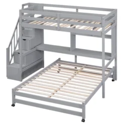 Twin Over Full Bunk Bed With Storage Stairs, Desk, Shelves And Hanger - ModernLuxe 16 Twin Over Full Bunk Bed With Storage Stairs, Desk, Shelves And Hanger - ModernLuxe -Kids Home Store GUEST ae4e8b6f 2979 4999 86cd 53ef71203294