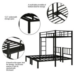 Twin Over Twin Metal Triple Bunk Bed With Ladder, Black-ModernLuxe 18 Twin Over Twin Metal Triple Bunk Bed With Ladder, Black-ModernLuxe -Kids Home Store GUEST b2d3d91e 1196 47e7 830d 3e5a5235a17e
