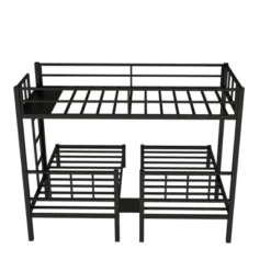 Twin Over Twin Metal Triple Bunk Bed With Ladder, Black-ModernLuxe 22 Twin Over Twin Metal Triple Bunk Bed With Ladder, Black-ModernLuxe -Kids Home Store GUEST b5903270 99f9 40ba 898e 65c549c8ed7b