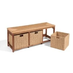 Badger Basket Kid's Storage Bench With Woven Top And Baskets Brown -Kids Home Store GUEST b69b9f2a d292 4813 b19c 81950b9692ff