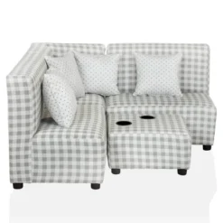 Tibbetts Kids' Sectional With Ottoman Gray/White - HOMES: Inside + Out -Kids Home Store GUEST b7e6fc7b 37d5 4823 9ff4 72cedb4f67e4