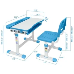 Mount-It! Kids Desk And Chair Set | Height Adjustable Ergonomic Children's School Workstation With Storage Drawer | Blue -Kids Home Store GUEST b9b29310 56c7 4ca8 9a43 3f963facdd3e