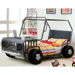 Twin Ashweb Upholstered Novelty Youth Bed - Gun Metal - MiBasics