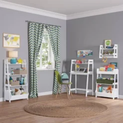 Kids' Desk With Ladder Shelf Storage And 2 Bonus Magnetic Art Display Bars White - RiverRidge Home -Kids Home Store GUEST bc38fba0 9bbb 4d61 8f14 6b06cb63928e 1