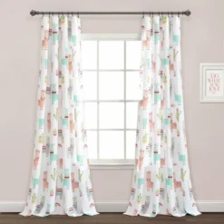52"x84" Make A Wish Southwest Llama Cactus Window Curtain Panels Set - Lush Décor -Kids Home Store GUEST bf261af1 1de5 4ade a85f 986f82e9ced5