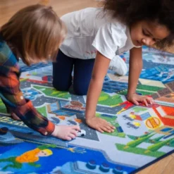 KC CUBS | Justice League Boy & Girl Kids Metropolis City Road Car Vehicle Traffic Educational Learning & Game Nursery Classroom Rug -Kids Home Store GUEST c2c95378 ffdd 42b2 bcf5 df36fae6262c