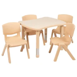 Flash Furniture 21.875"W X 26.625"L Rectangular Plastic Height Adjustable Activity Table Set With 4 Chairs 17 Flash Furniture 21.875"W X 26.625"L Rectangular Plastic Height Adjustable Activity Table Set With 4 Chairs -Kids Home Store GUEST c8079485 a1de 4e59 8363 3db8b69d61b1