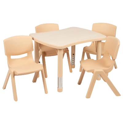 Flash Furniture 21.875"W X 26.625"L Rectangular Plastic Height Adjustable Activity Table Set With 4 Chairs 9 Flash Furniture 21.875"W X 26.625"L Rectangular Plastic Height Adjustable Activity Table Set With 4 Chairs - Image 9