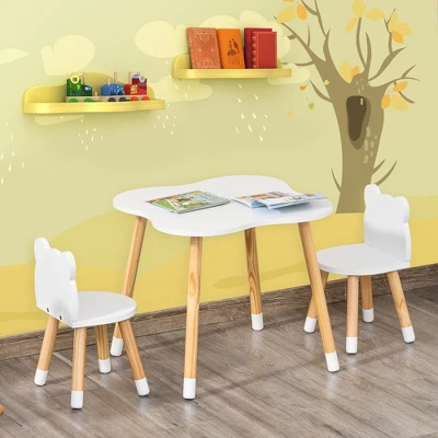 Qaba Kids Table And Chair Set For Arts, Meals, Lightweight Wooden Homework Activity Center, Toddlers Age 3+, White 2 Qaba Kids Table And Chair Set For Arts, Meals, Lightweight Wooden Homework Activity Center, Toddlers Age 3+, White - Image 2