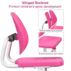 Costway Adjustable Children Study Desk Chair Set W/Winged Backrest Pink -Kids Home Store GUEST cb3dfd3a b97d 4984 b549 e5e61c7393d5