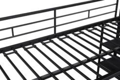 Metal Twin Size Low Loft Bed With Storage Shelf And Stairs, Black - ModernLuxe -Kids Home Store GUEST cc1141ca 4c10 458e 9fa9 24571832c7ad