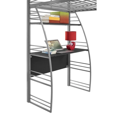 Andy Metal Loft Bed With Integrated Desk And Shelves - Room & Joy 9 Andy Metal Loft Bed With Integrated Desk And Shelves - Room & Joy - Image 9