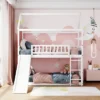 House Shape Twin Over Twin Bunk Bed With Slide - ModernLuxe