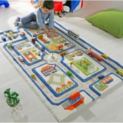 39"x59" Traffic Blue 3D Play Rug - IVI -Kids Home Store GUEST cfed1963 eb6e 49f9 ac27 b801cb5920ee