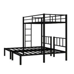 Twin Over Twin Metal Triple Bunk Bed With Ladder, Black-ModernLuxe 19 Twin Over Twin Metal Triple Bunk Bed With Ladder, Black-ModernLuxe -Kids Home Store GUEST d0773497 df71 4aa4 833e 601559e30238