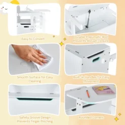 Costway 3-in-1 Kids Convertible Storage Bench Wood Activity Table And Chair Set -Kids Home Store GUEST d642ffa0 7261 4ee5 aac7 8aecf191e9c9