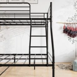 Twin-Over-Full Metal Bunk Bed With Ladder And Enhanced Upper-Level Guardrail, Black-ModernLuxe 12 Twin-Over-Full Metal Bunk Bed With Ladder And Enhanced Upper-Level Guardrail, Black-ModernLuxe -Kids Home Store GUEST d705b433 6745 4bc7 bd87 53dcc52e3056