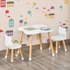 Qaba Kids Table And Chair Set For Arts, Meals, Lightweight Wooden Homework Activity Center, Toddlers Age 3+, White 11 Qaba Kids Table And Chair Set For Arts, Meals, Lightweight Wooden Homework Activity Center, Toddlers Age 3+, White -Kids Home Store GUEST d9344b83 32e4 4d43 af08 b97952a03436