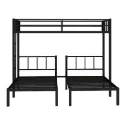 Twin Over Twin Metal Triple Bunk Bed With Ladder, Black-ModernLuxe 21 Twin Over Twin Metal Triple Bunk Bed With Ladder, Black-ModernLuxe -Kids Home Store GUEST ddd1fef4 59b6 43bd a205 4167c40088e9