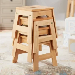 Melissa & Doug Wooden Stools - Set Of 4 - Natural -Kids Home Store GUEST def6d236 1733 4700 a917 88837a8c5308