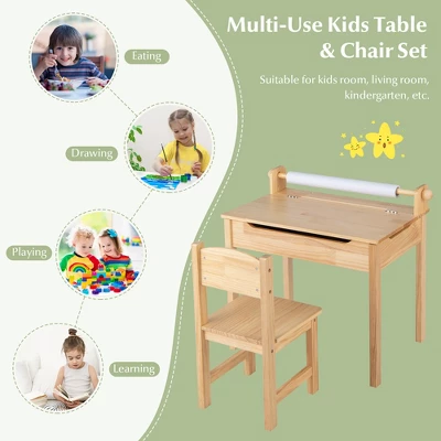Costway Toddler Multi Activity Table With Chair Kids Art & Crafts Table With Paper Roll Holder 6 Costway Toddler Multi Activity Table With Chair Kids Art & Crafts Table With Paper Roll Holder - Image 6