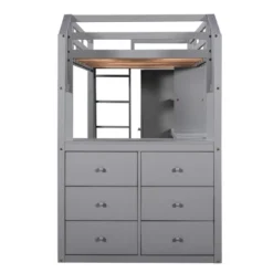 Twin Size Loft Bed With Wardrobe, Drawers And Desk With Shelves - ModernLuxe 18 Twin Size Loft Bed With Wardrobe, Drawers And Desk With Shelves - ModernLuxe -Kids Home Store GUEST e3371af7 f5d7 43f8 b21b d61088edb8bb